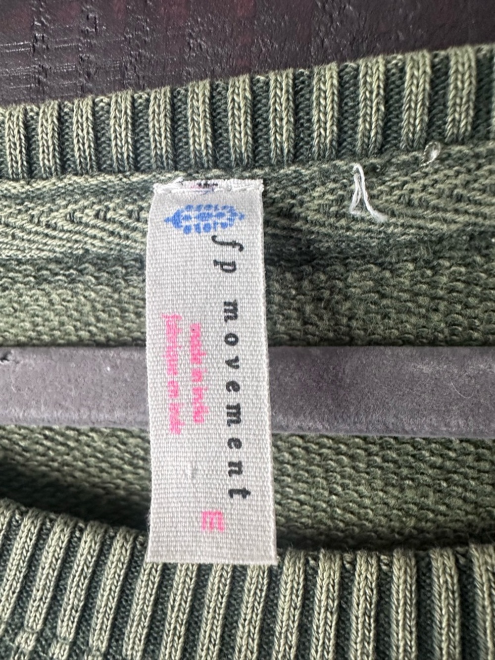 FP Movement by Free People Olive Green Washed Pullover Boho Sweatshirt Size M - Picture 2 of 9